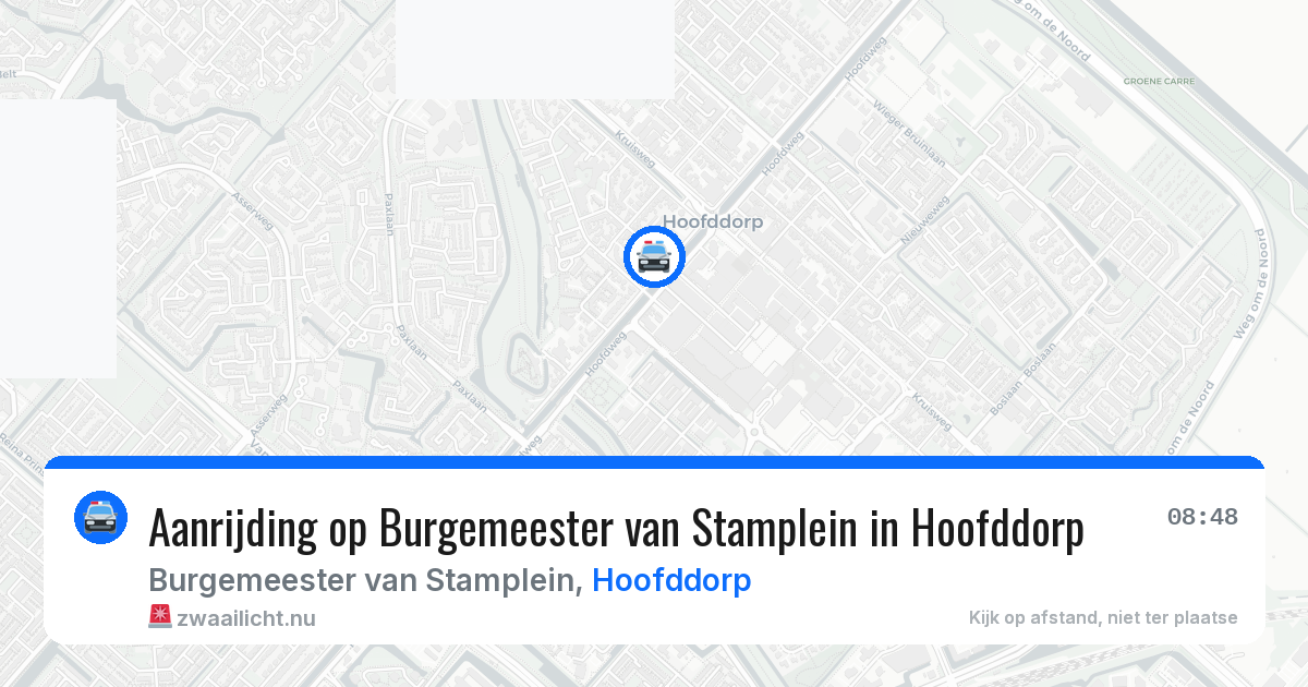 Aanrijding op Burgemeester van Stamplein in Hoofddorp — 11 jul 2026