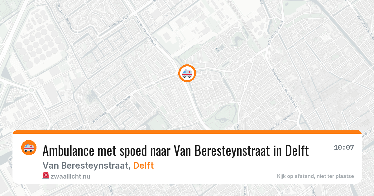 Ambulance met spoed naar Van Beresteynstraat in Delft — 16 jul 2026