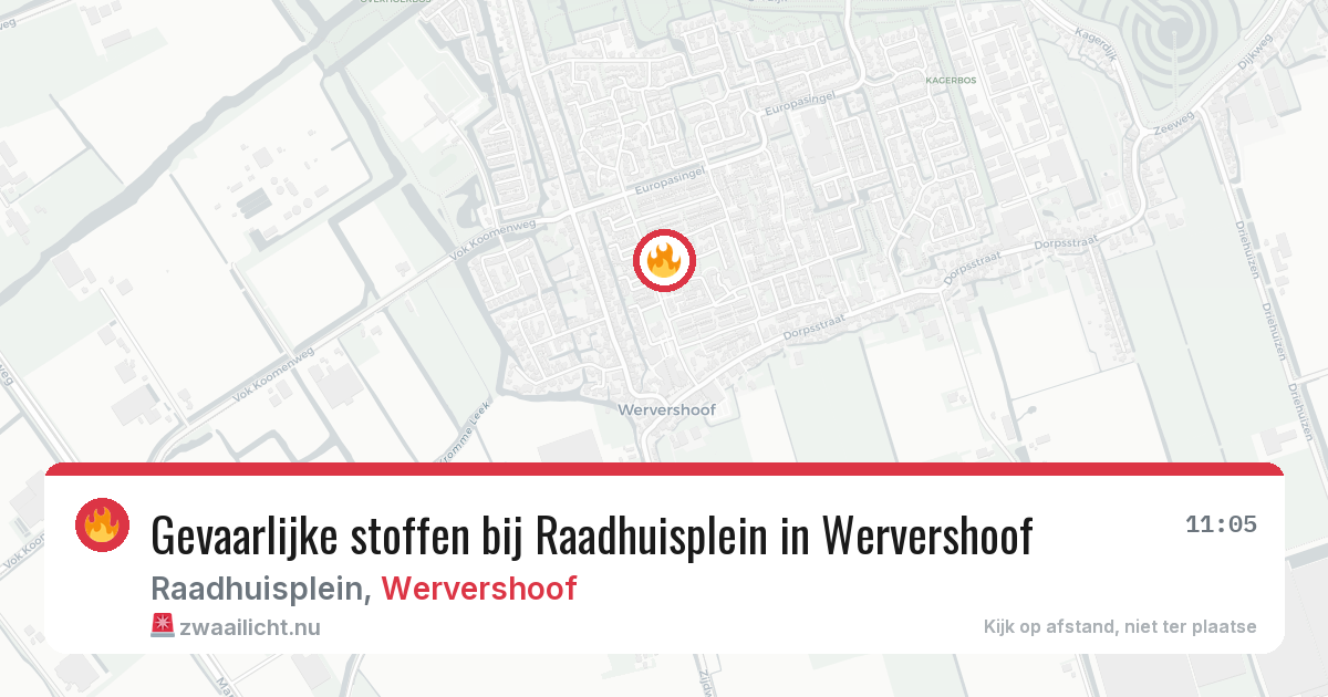 Gevaarlijke stoffen bij Raadhuisplein in Wervershoof — 20 jul 2026