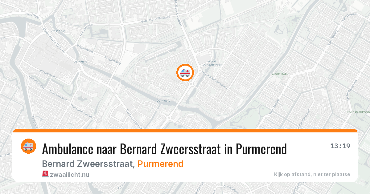 Ambulance naar Bernard Zweersstraat in Purmerend — 22 jul 2026