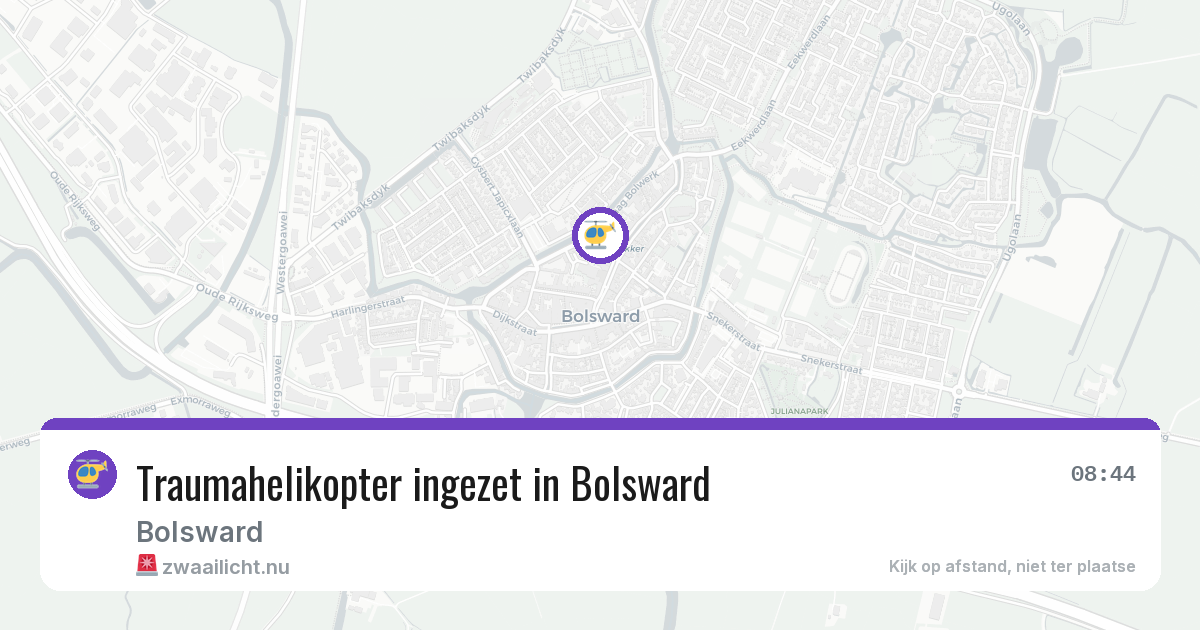 Traumahelikopter ingezet in Bolsward — 2 jul 2026 | 🚨 Zwaailicht.nu