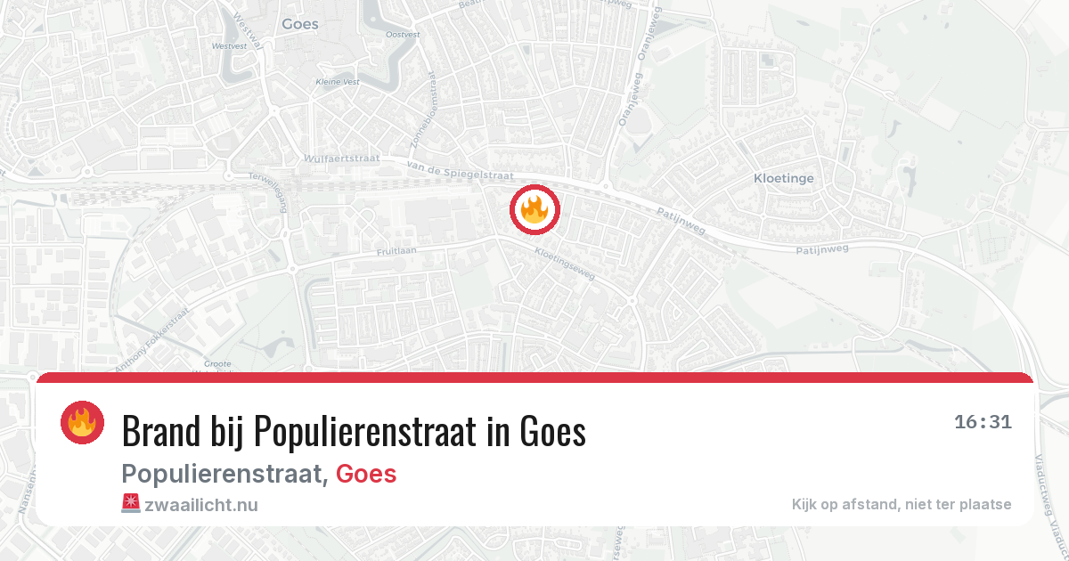 Brand bij Populierenstraat in Goes — 13 apr 2026