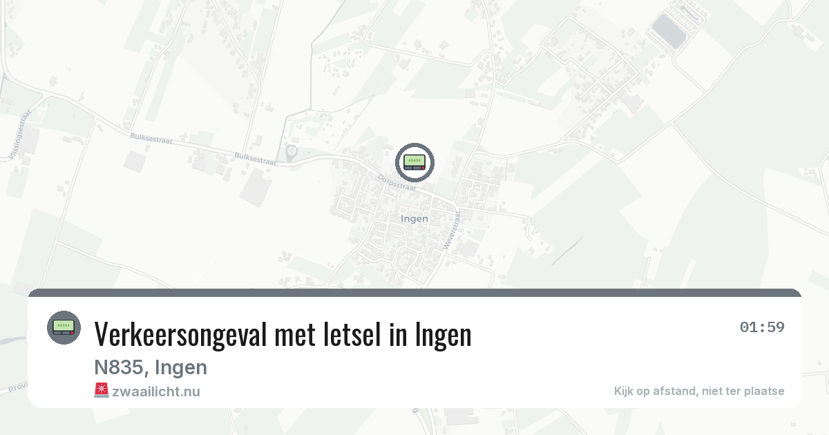 Verkeersongeval met letsel in Ingen — 20 mrt 2026