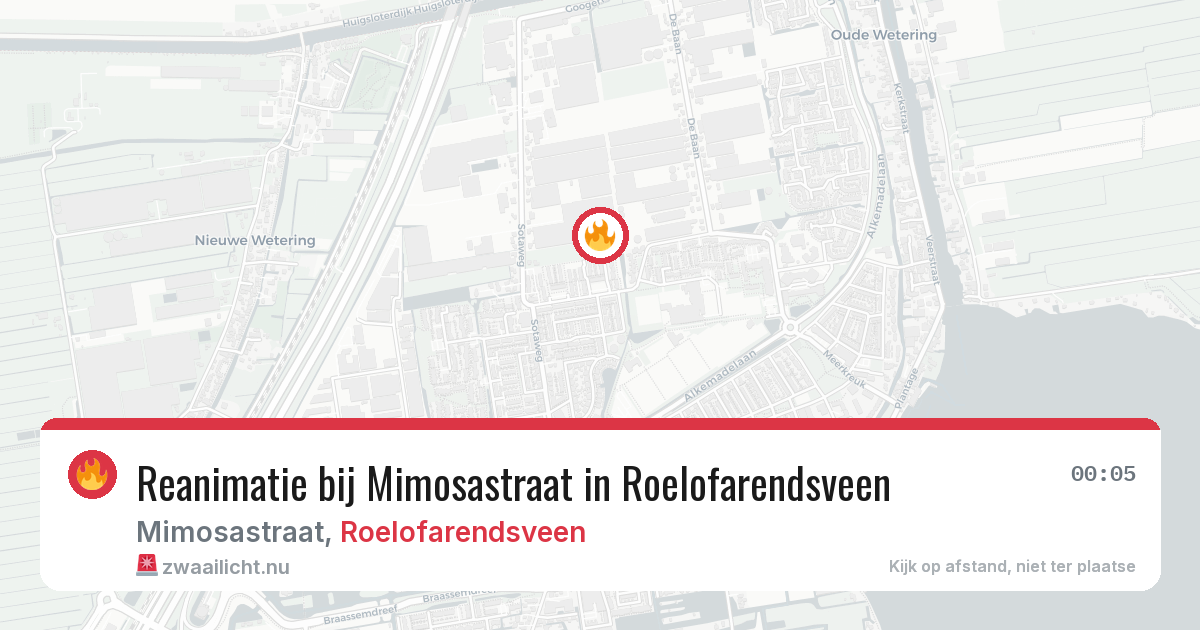 Reanimatie bij Mimosastraat in Roelofarendsveen — 15 mei 2026