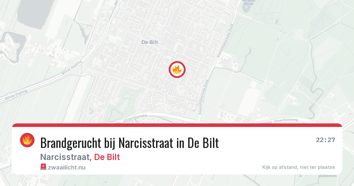 Brandgerucht bij Narcisstraat in De Bilt — 22 jul 2026