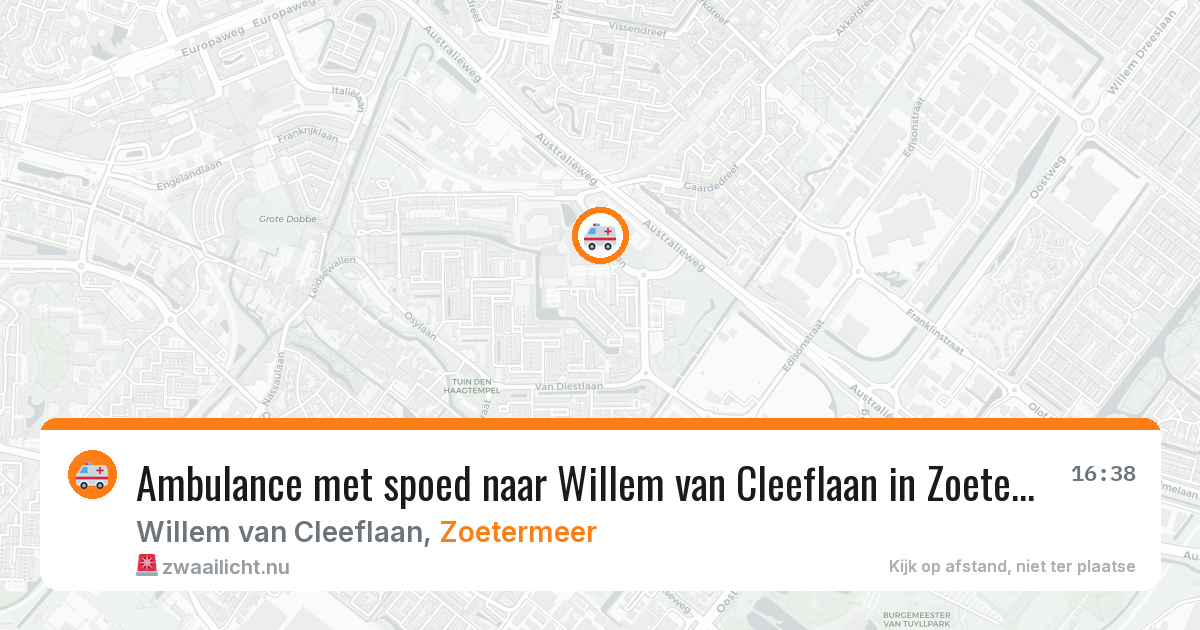 Ambulance met spoed naar Willem van Cleeflaan in Zoetermeer — 16 jan 2026