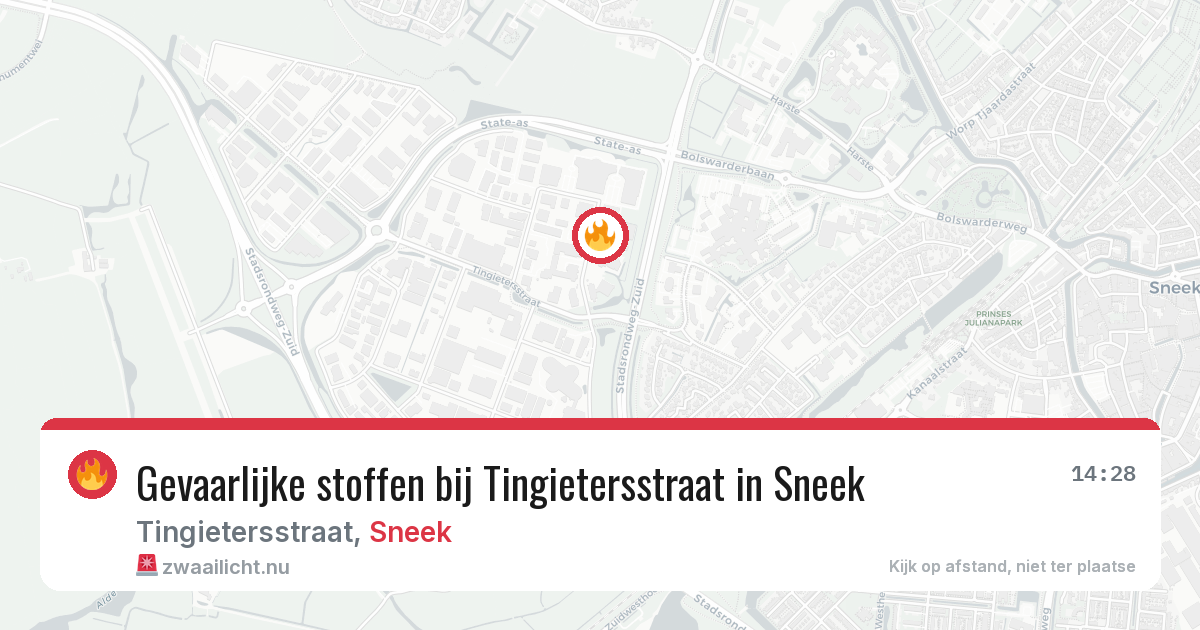 Gevaarlijke stoffen bij Tingietersstraat in Sneek — 5 mei 2026