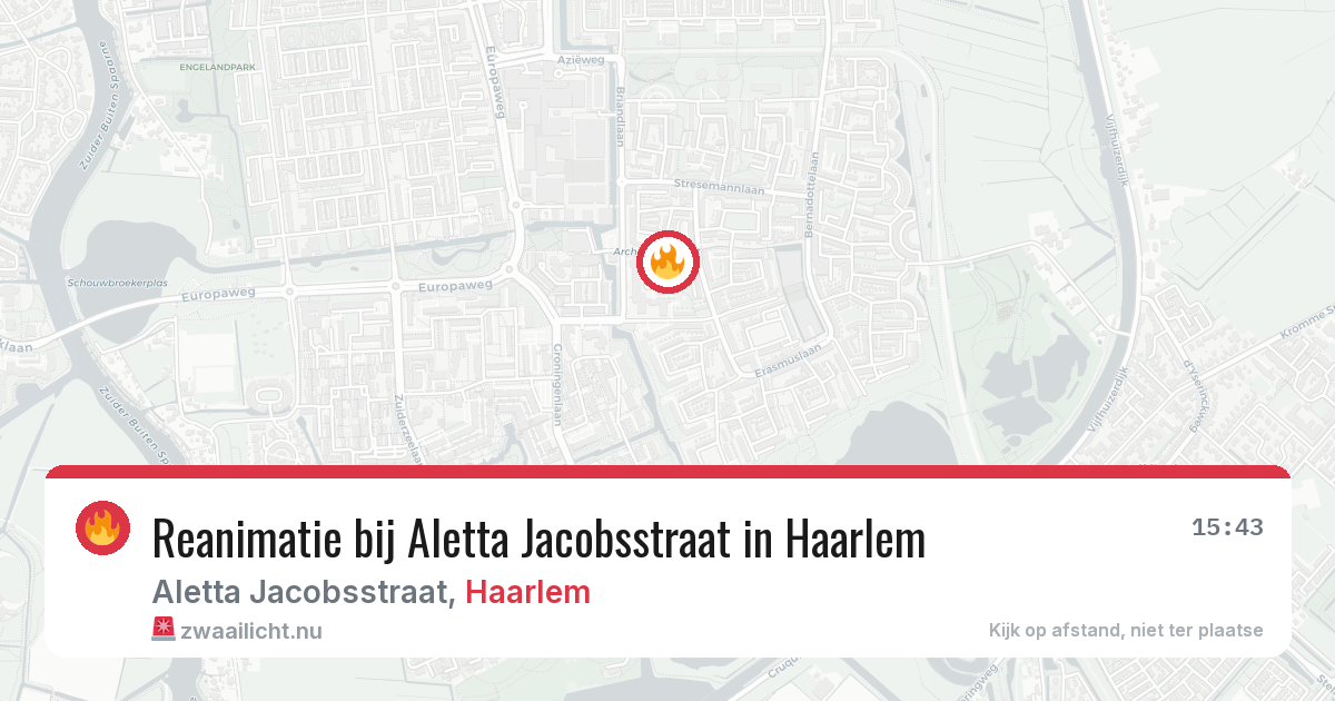 Reanimatie bij Aletta Jacobsstraat in Haarlem — 18 jul 2026