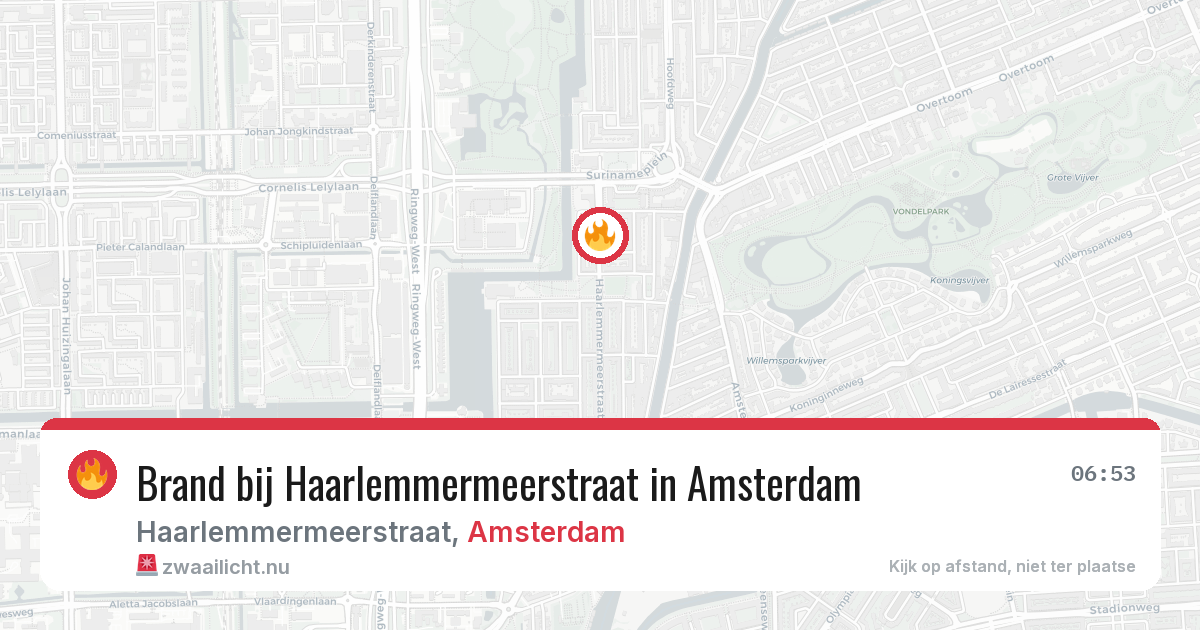 Brand bij Haarlemmermeerstraat in Amsterdam — 22 mrt 2026