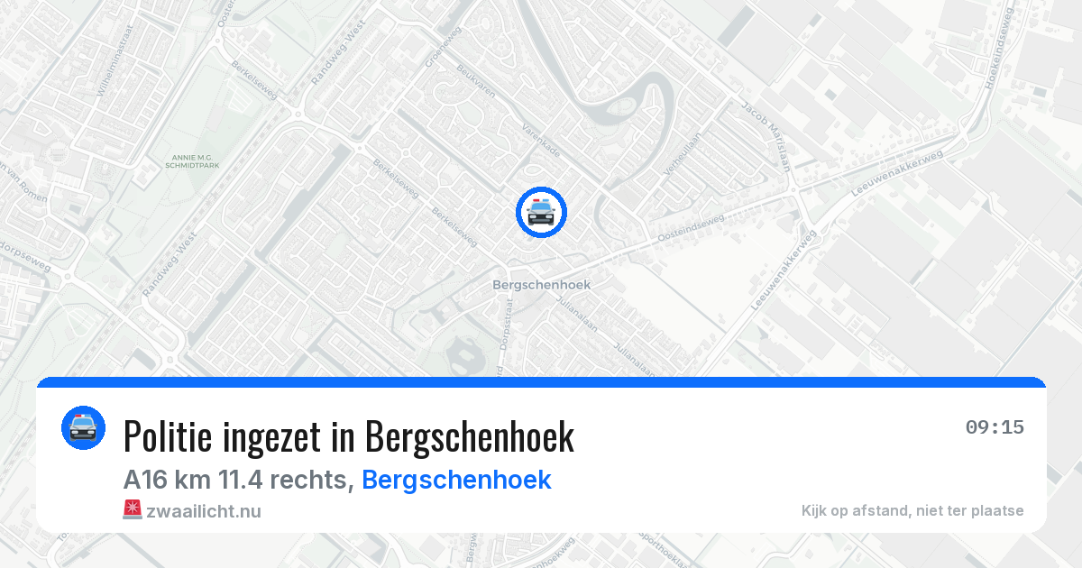 Politie ingezet in Bergschenhoek — 12 jul 2026 | 🚨 Zwaailicht.nu