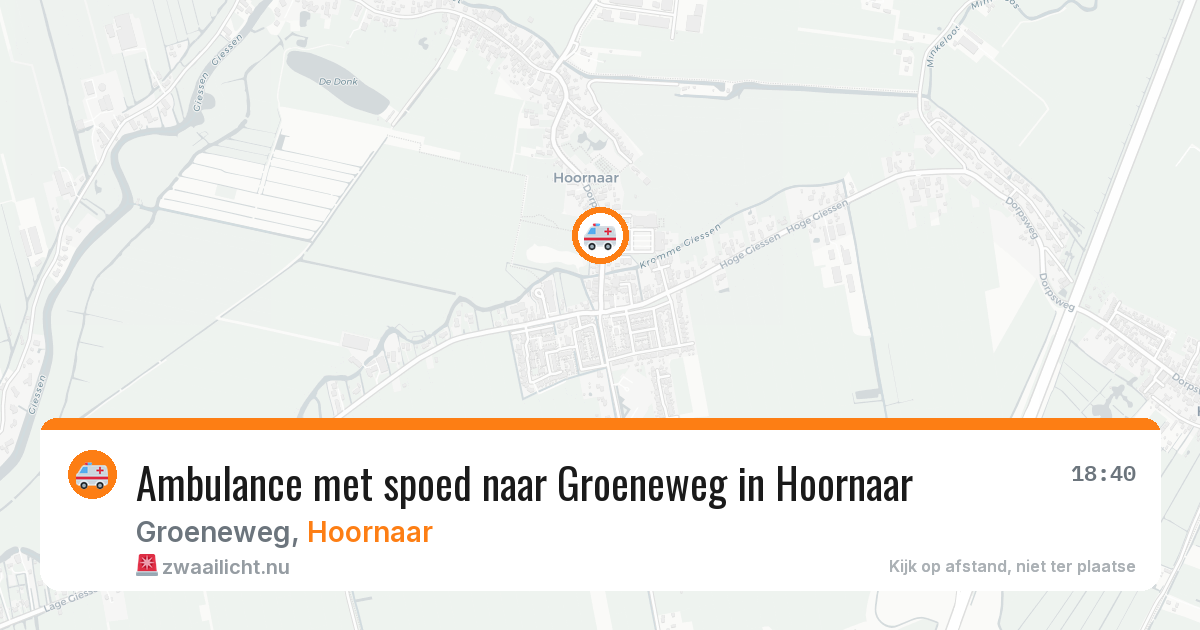 Ambulance met spoed naar Groeneweg in Hoornaar — 22 mrt 2026