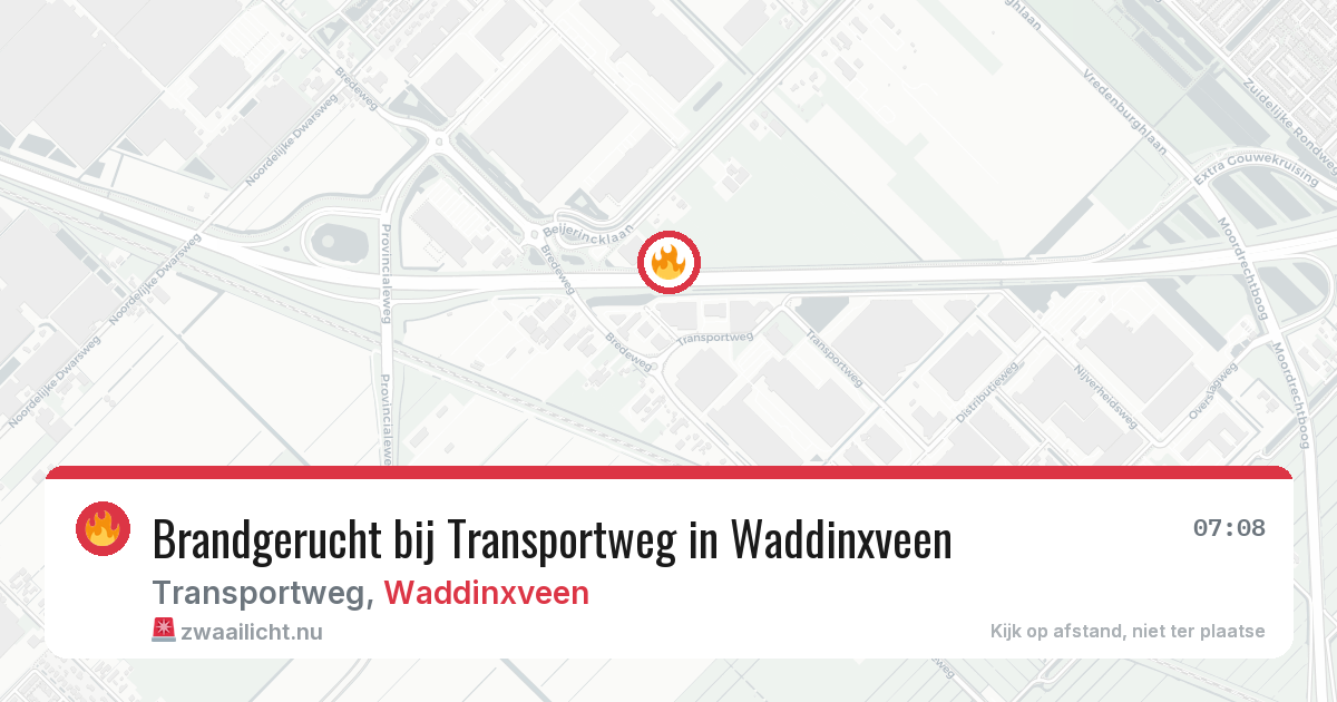 Brandgerucht bij Transportweg in Waddinxveen — 16 jul 2026