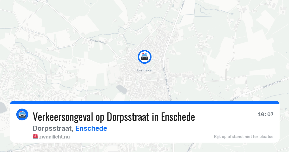 Verkeersongeval op Dorpsstraat in Enschede — 22 jul 2026