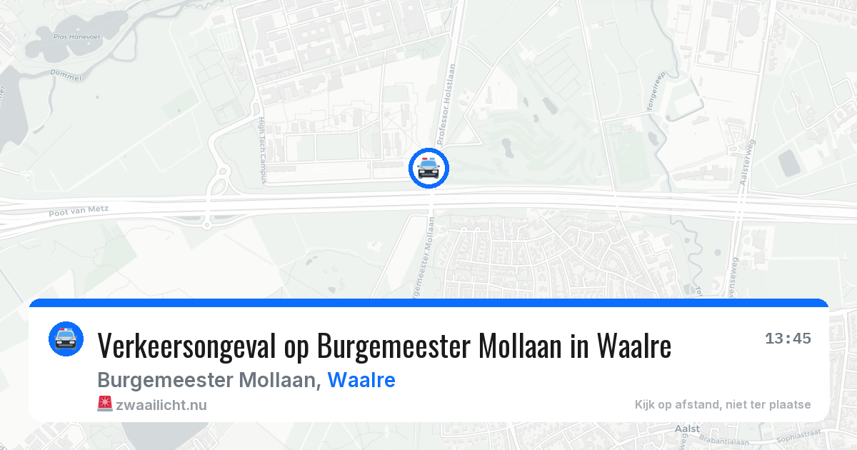 Verkeersongeval op Burgemeester Mollaan in Waalre — 19 mrt 2026