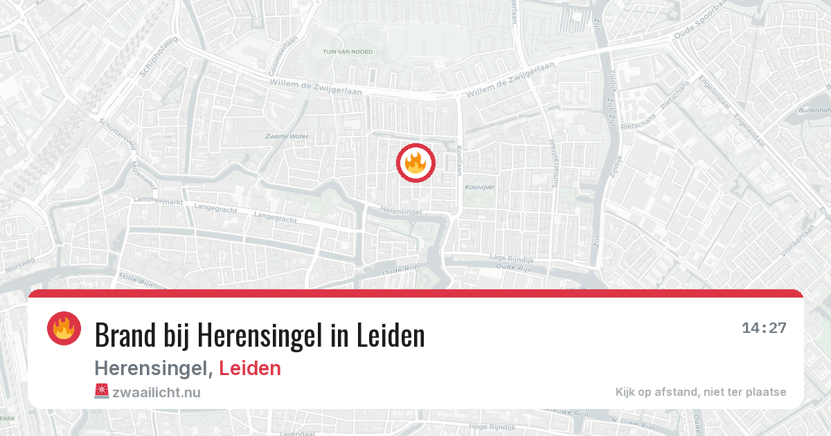 Brand bij Herensingel in Leiden — 18 mei 2026
