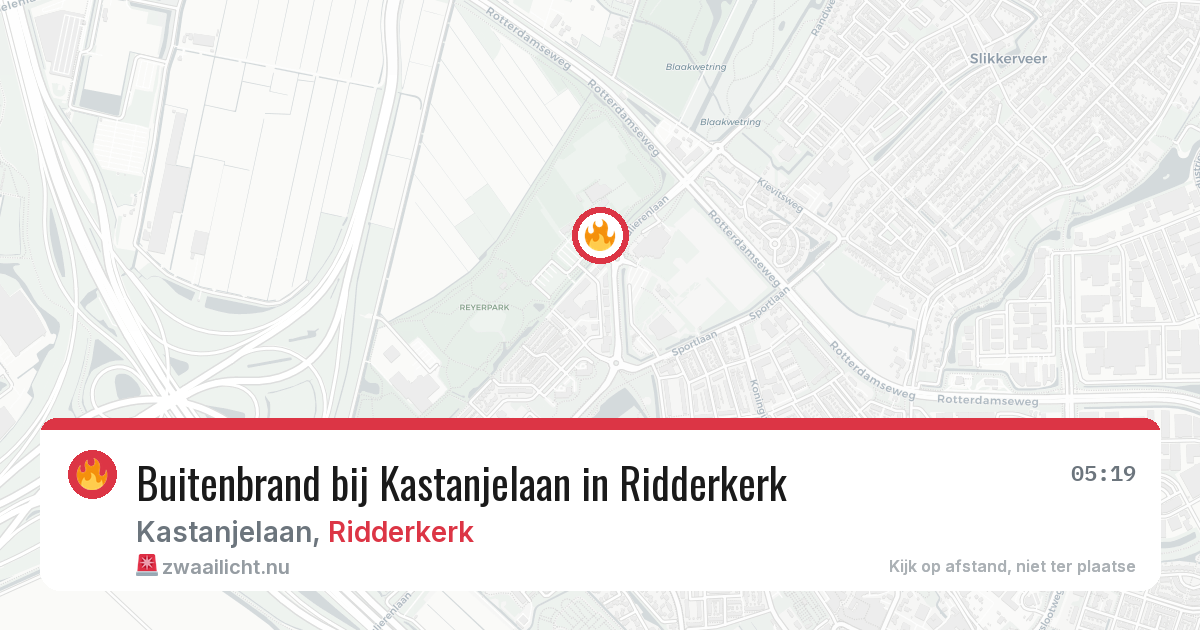 Buitenbrand bij Kastanjelaan in Ridderkerk — 25 mrt 2026
