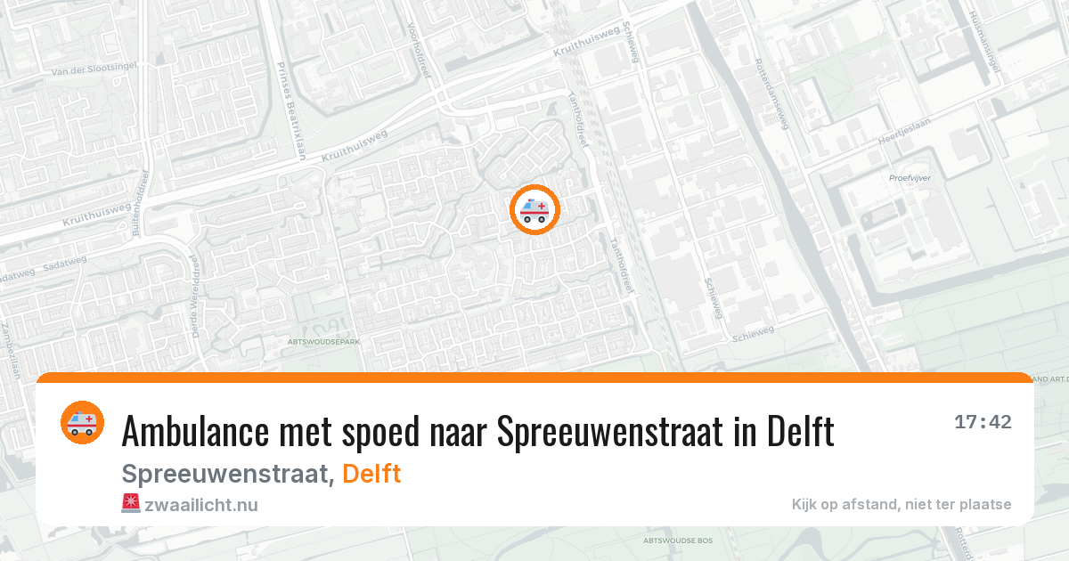 Ambulance met spoed naar Spreeuwenstraat in Delft — 25 jul 2026
