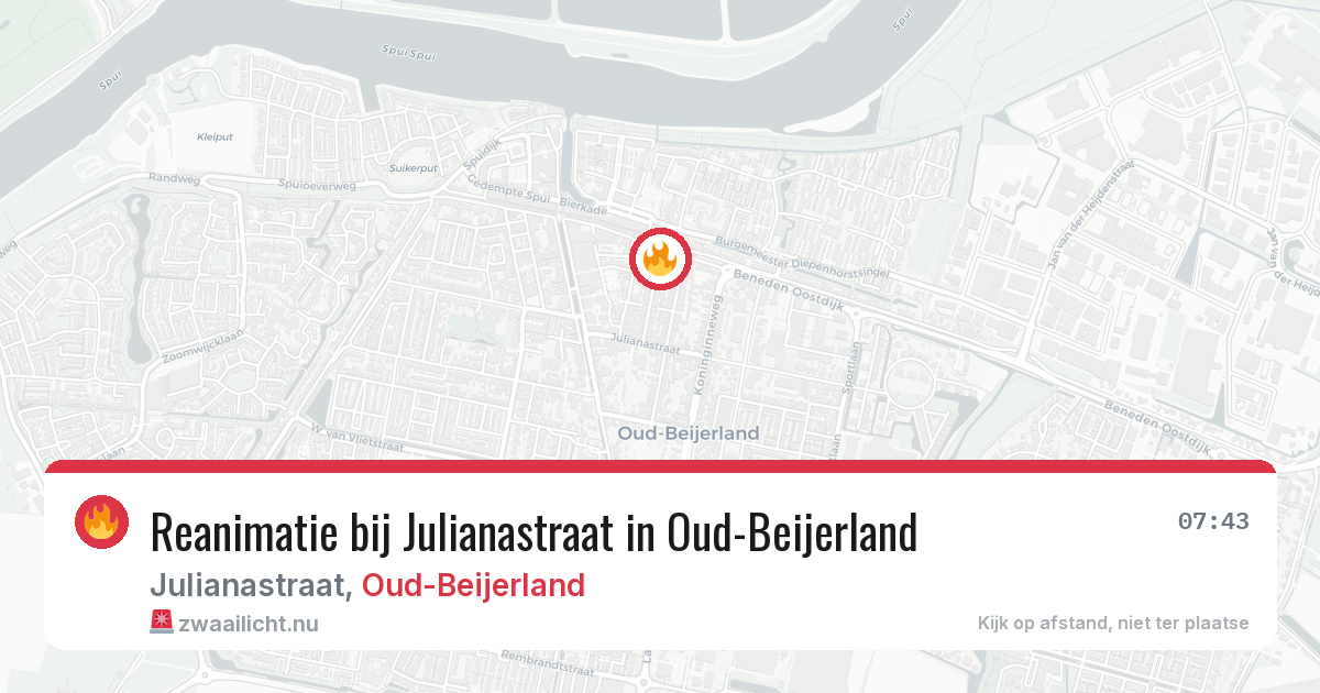 Reanimatie bij Julianastraat in Oud-Beijerland — 25 mei 2026