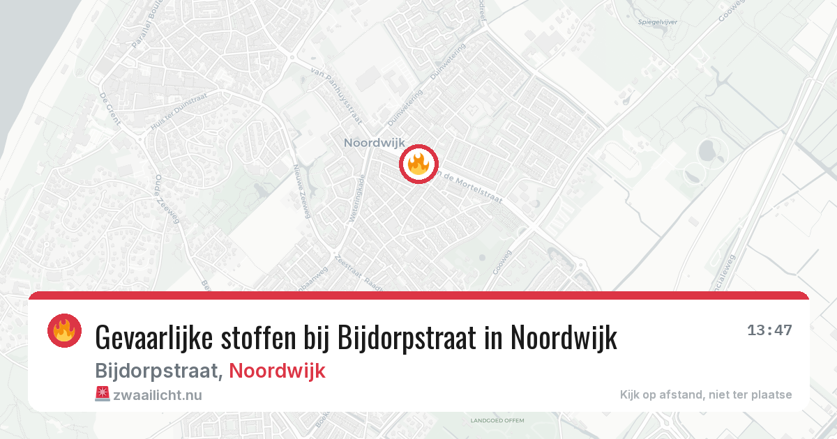 Gevaarlijke stoffen bij Bijdorpstraat in Noordwijk — 25 jul 2026