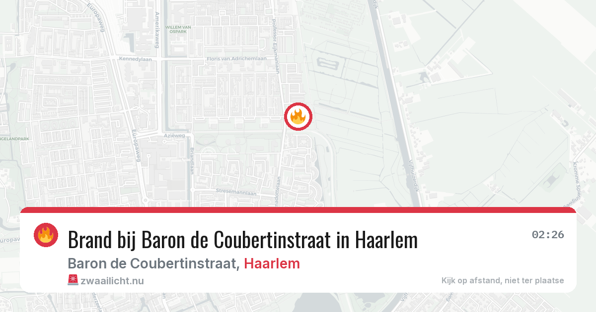 Brand bij Baron de Coubertinstraat in Haarlem — 17 mei 2026