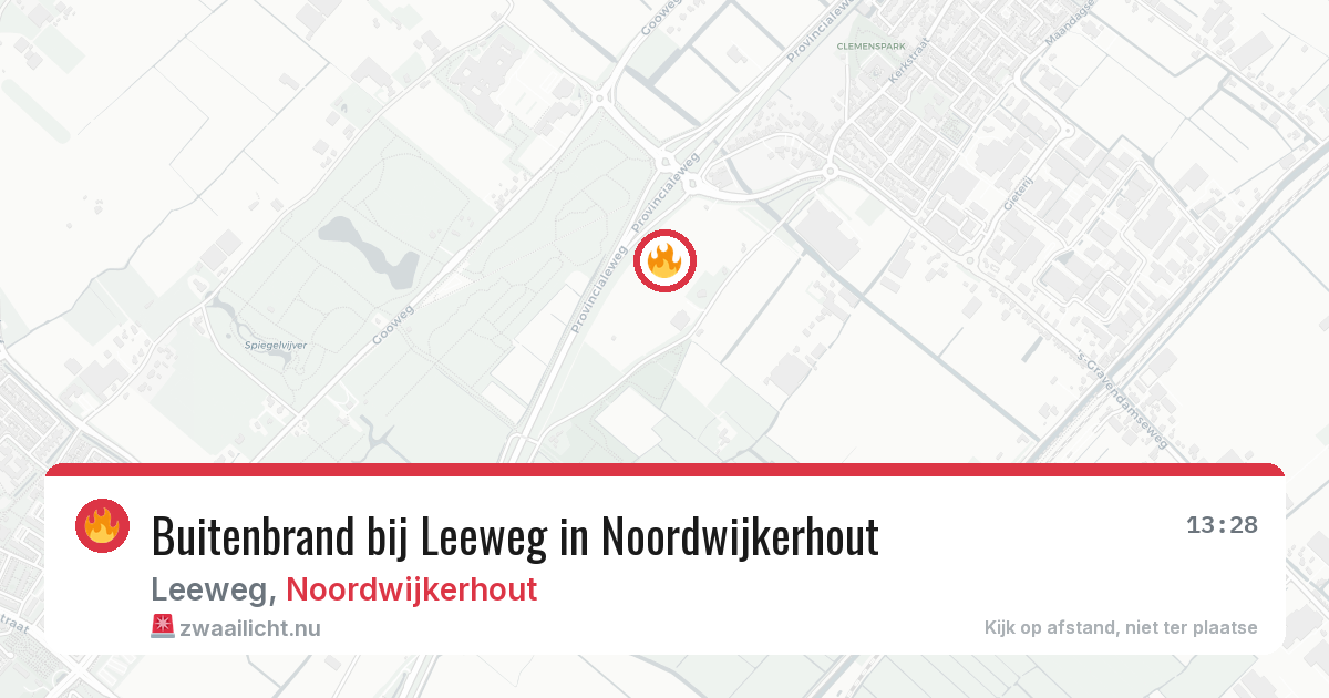 Buitenbrand bij Leeweg in Noordwijkerhout — 19 jul 2026