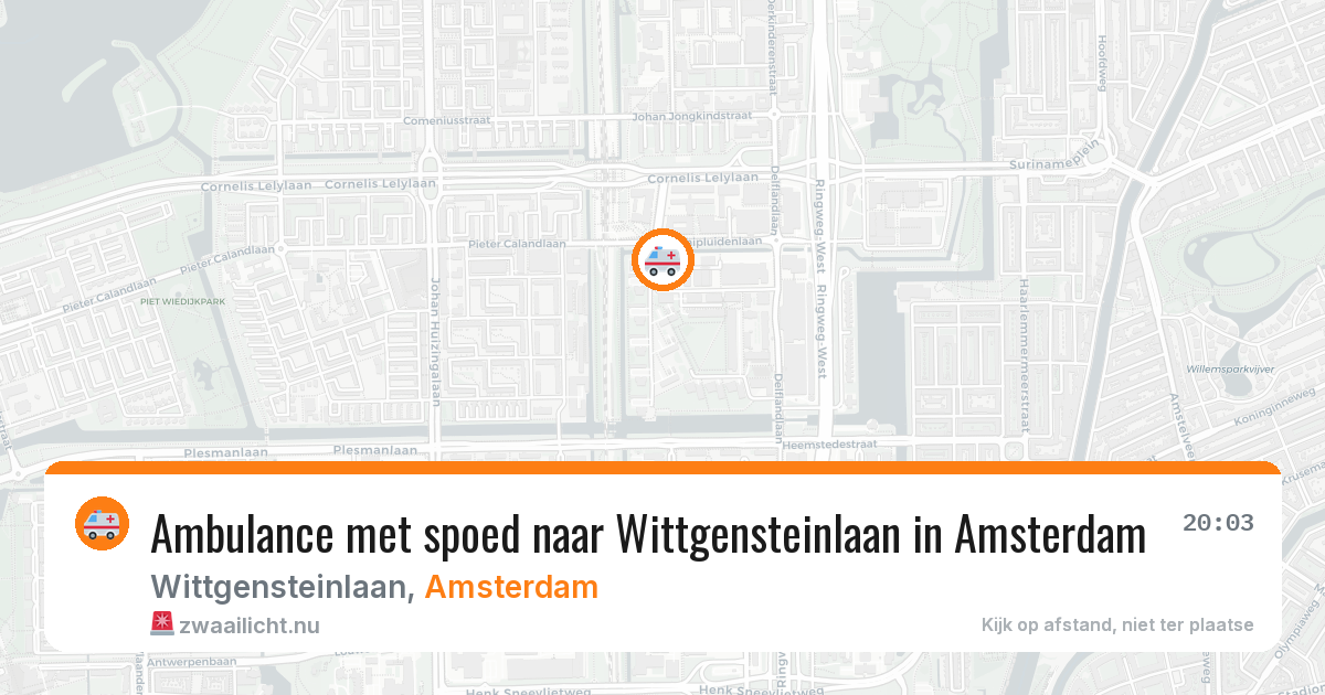Ambulance met spoed naar Wittgensteinlaan in Amsterdam — 16 jul 2026
