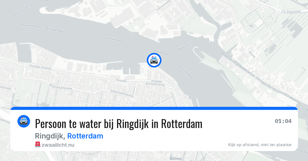 Persoon te water bij Ringdijk in Rotterdam — 25 apr 2026