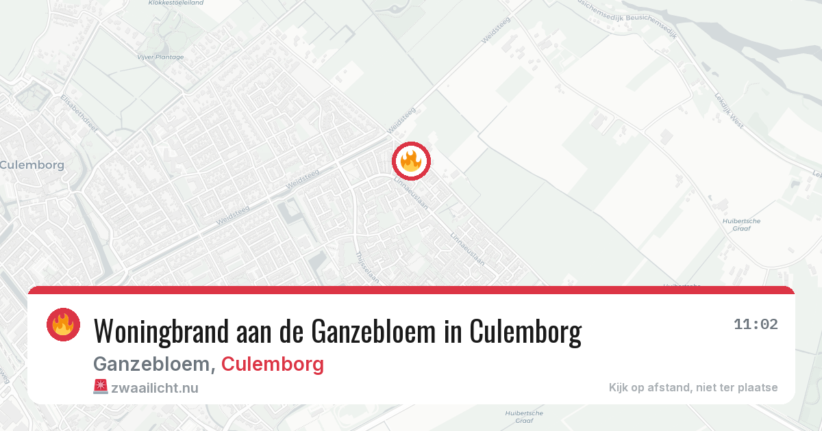 Woningbrand aan de Ganzebloem in Culemborg — 9 jul 2026