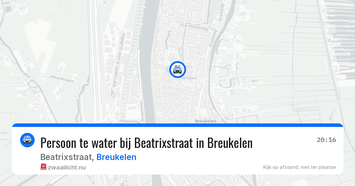 Persoon te water bij Beatrixstraat in Breukelen — 22 jul 2026