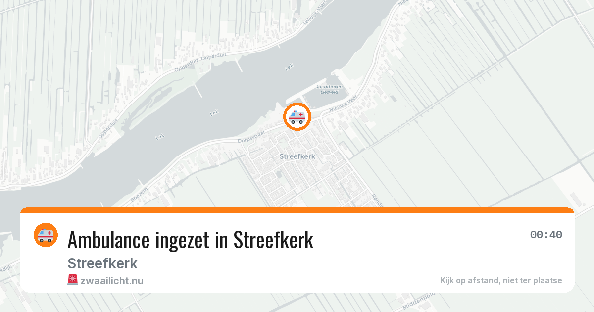 Ambulance ingezet in Streefkerk — 13 jul 2026 | 🚨 Zwaailicht.nu