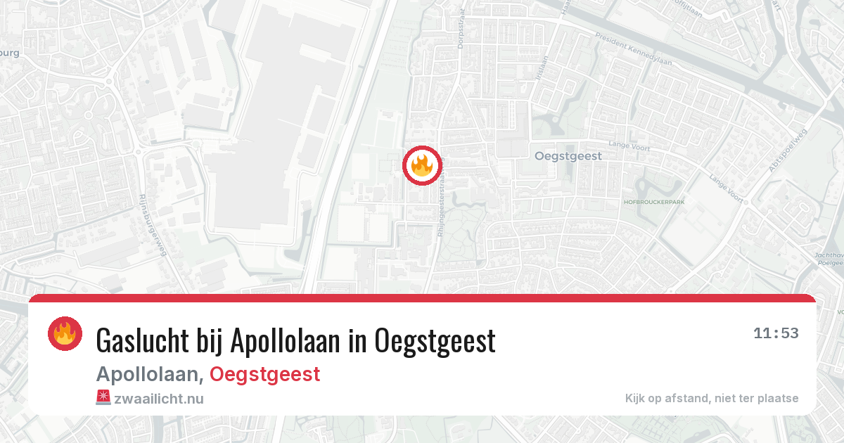 Gaslucht bij Apollolaan in Oegstgeest — 15 feb 2026