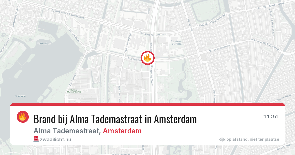 Brand bij Alma Tademastraat in Amsterdam — 1 jun 2026