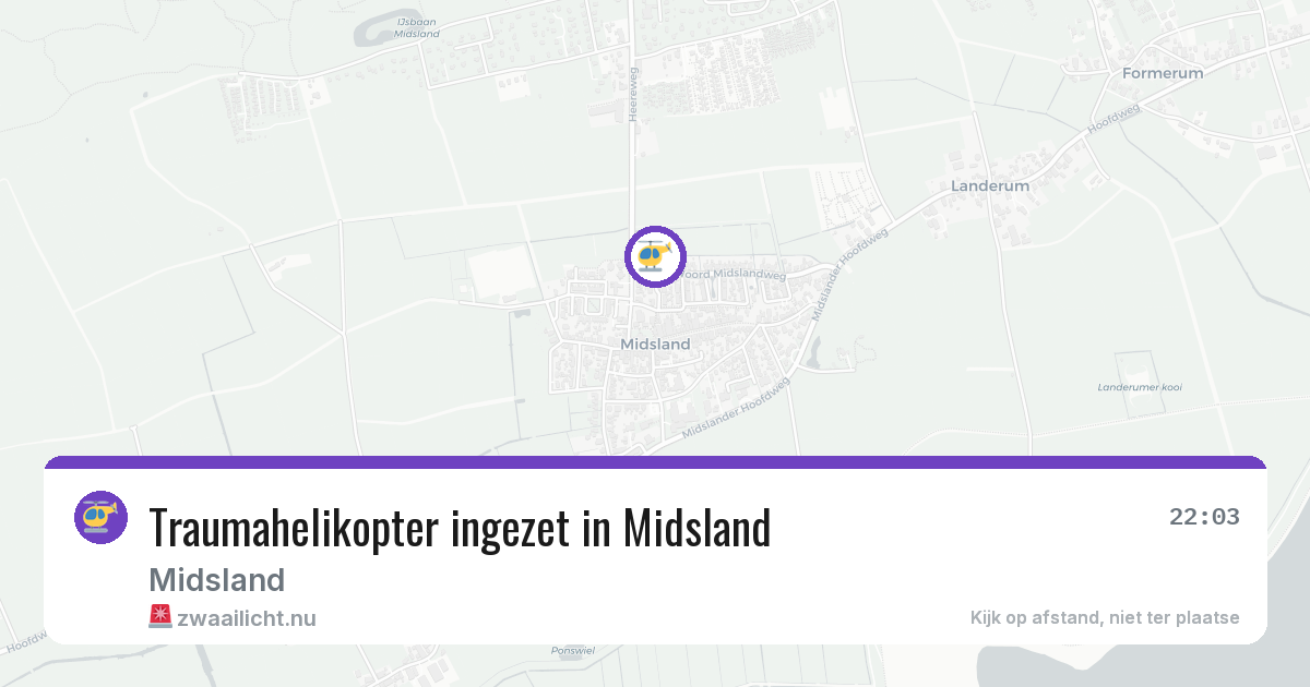 Traumahelikopter ingezet in Midsland — 5 mei 2026 | 🚨 Zwaailicht.nu