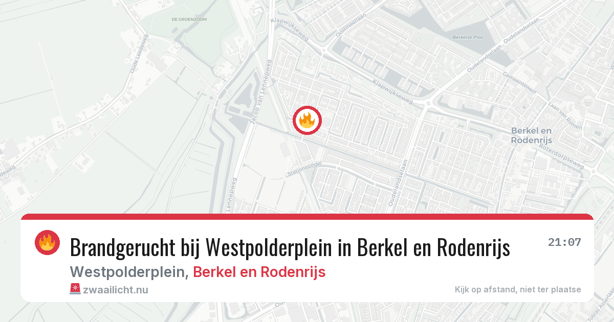 Brandgerucht bij Westpolderplein in Berkel en Rodenrijs — 23 jul 2026