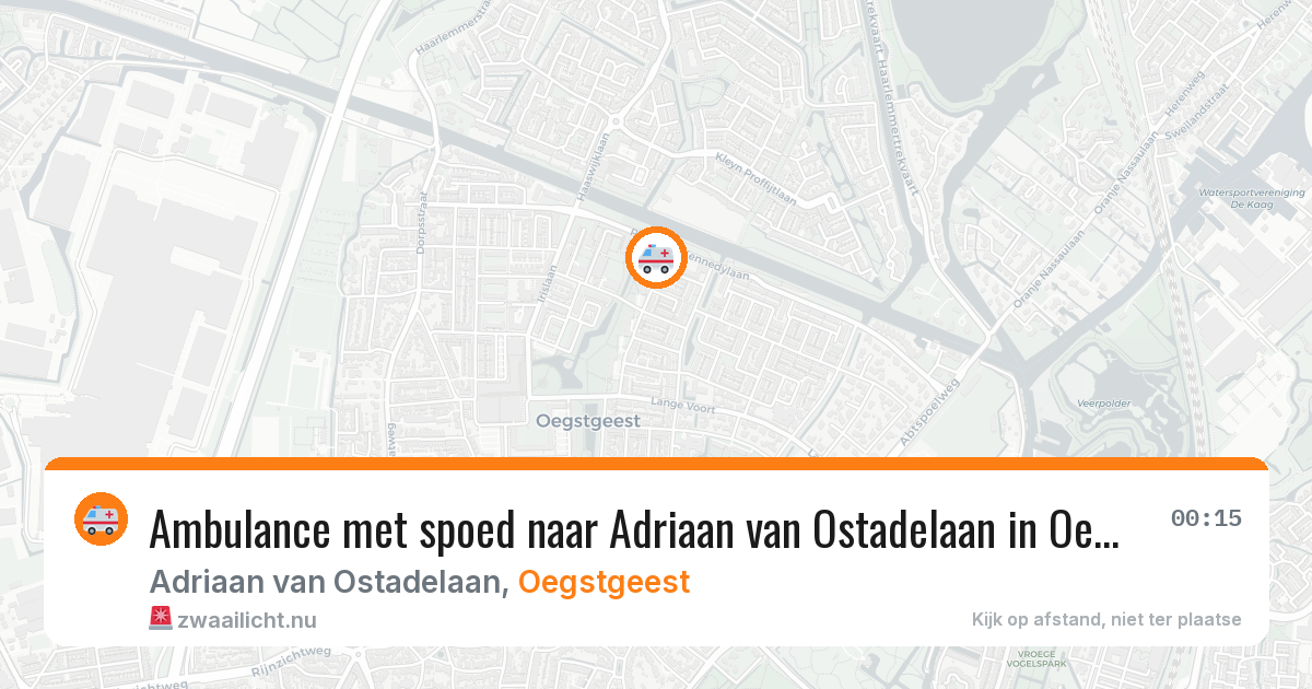 Ambulance met spoed naar Adriaan van Ostadelaan in Oegstgeest — 16 jul 2026