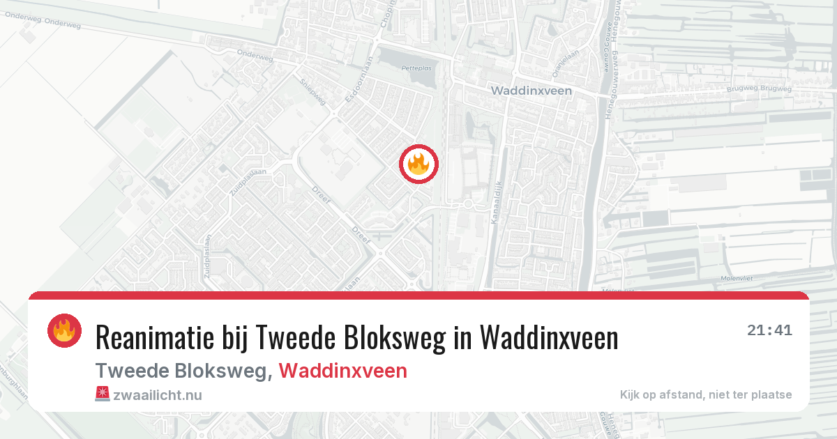 Reanimatie bij Tweede Bloksweg in Waddinxveen — 15 mrt 2026