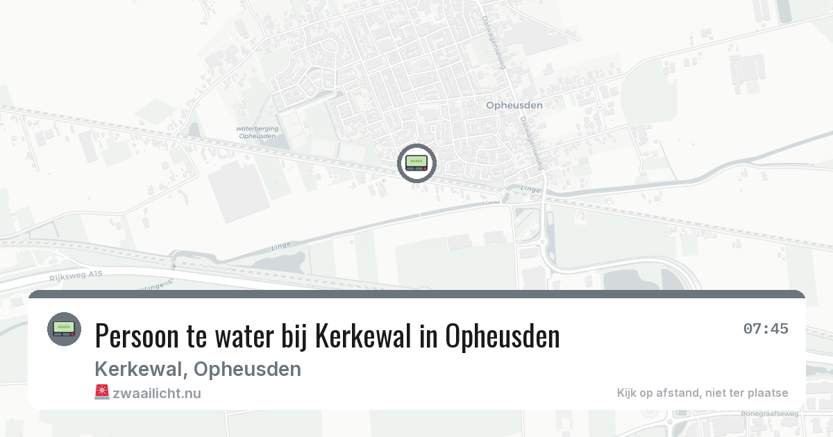 Persoon te water bij Kerkewal in Opheusden — 18 jul 2026