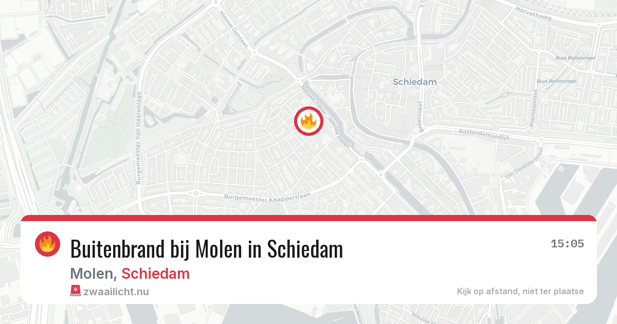 Buitenbrand bij Molen in Schiedam — 13 jul 2026