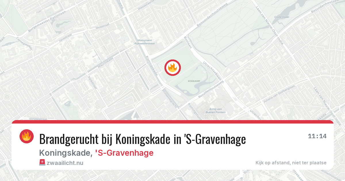 Brandgerucht bij Koningskade in 'S-Gravenhage — 20 jul 2026