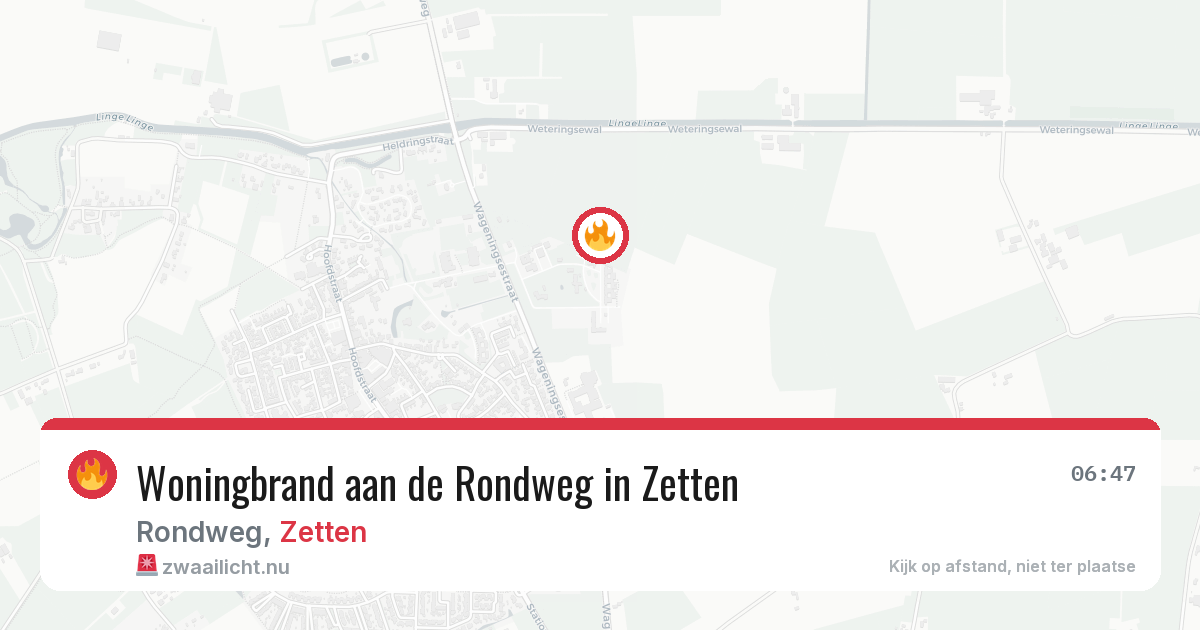 Woningbrand aan de Rondweg in Zetten — 9 apr 2026