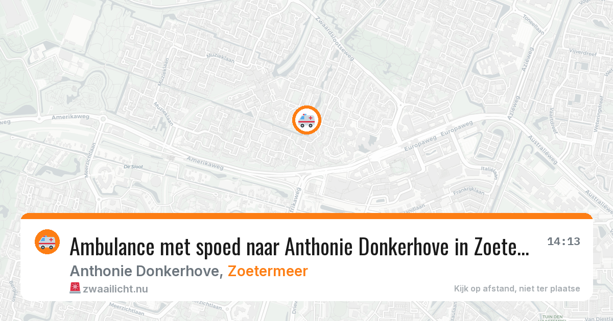 Ambulance met spoed naar Anthonie Donkerhove in Zoetermeer — 17 jul 2026