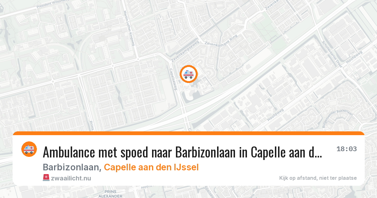 Ambulance met spoed naar Barbizonlaan in Capelle aan den IJssel — 15 mei 2026