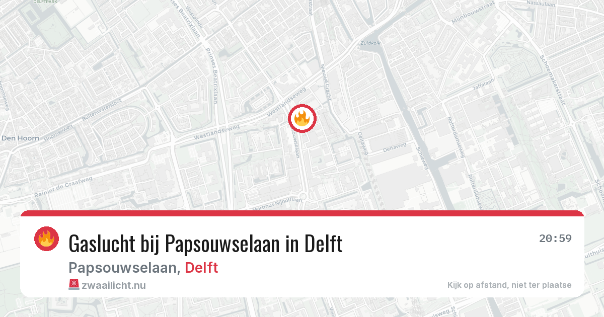 Gaslucht bij Papsouwselaan in Delft — 12 mei 2026