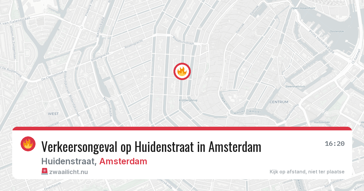 Verkeersongeval op Huidenstraat in Amsterdam — 21 apr 2026