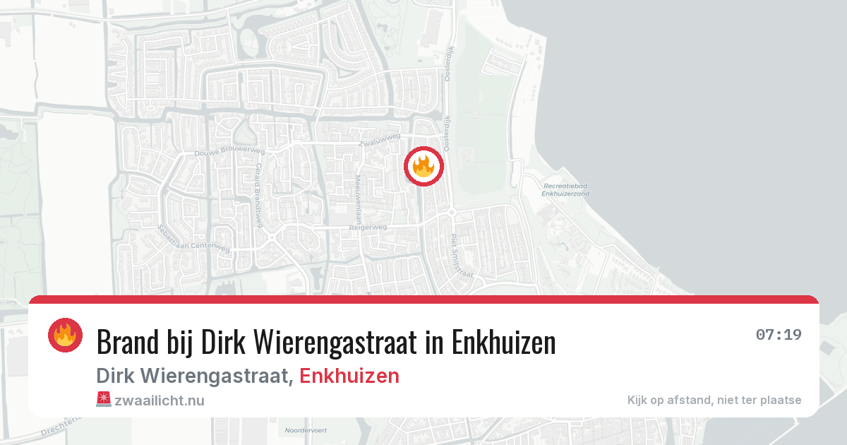 Brand bij Dirk Wierengastraat in Enkhuizen — 22 jul 2026