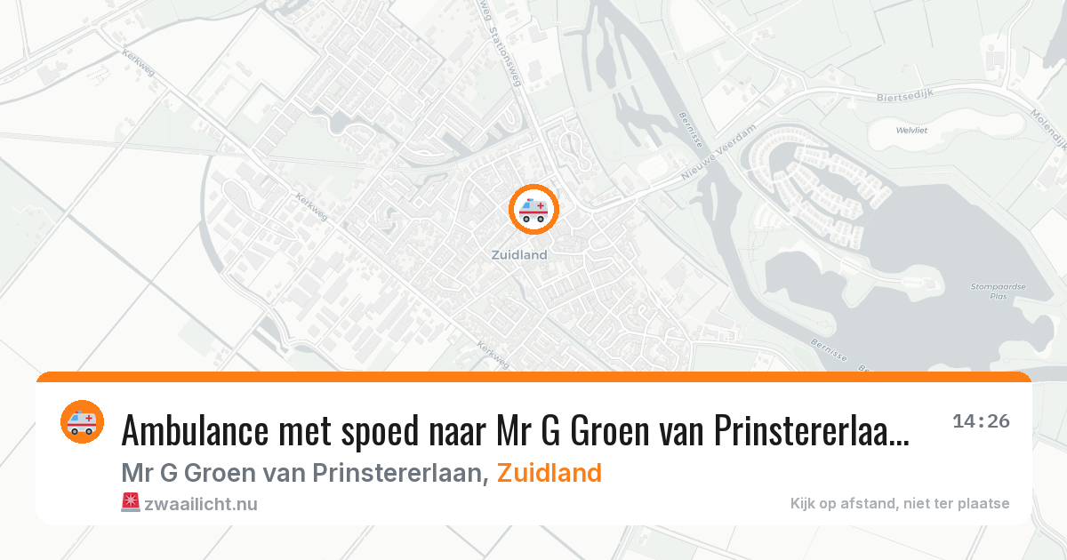 Ambulance met spoed naar Mr G Groen van Prinstererlaan in Zuidland — 21 jul 2026