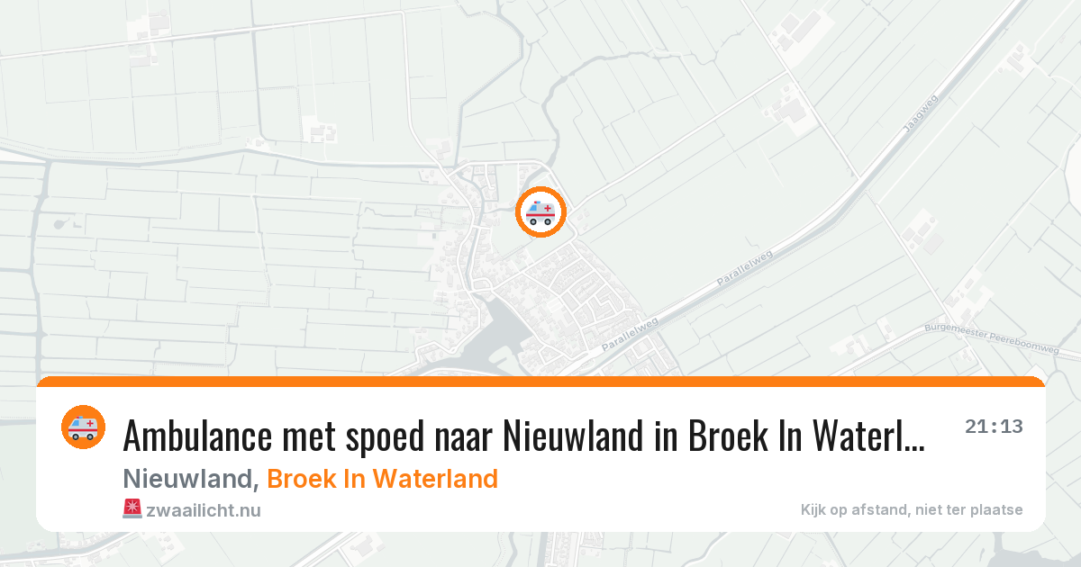 Ambulance met spoed naar Nieuwland in Broek In Waterland — 1 jul 2026
