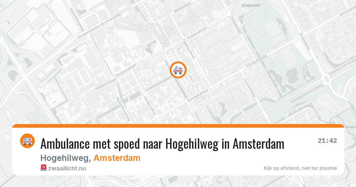 Ambulance met spoed naar Hogehilweg in Amsterdam — 29 mrt 2026