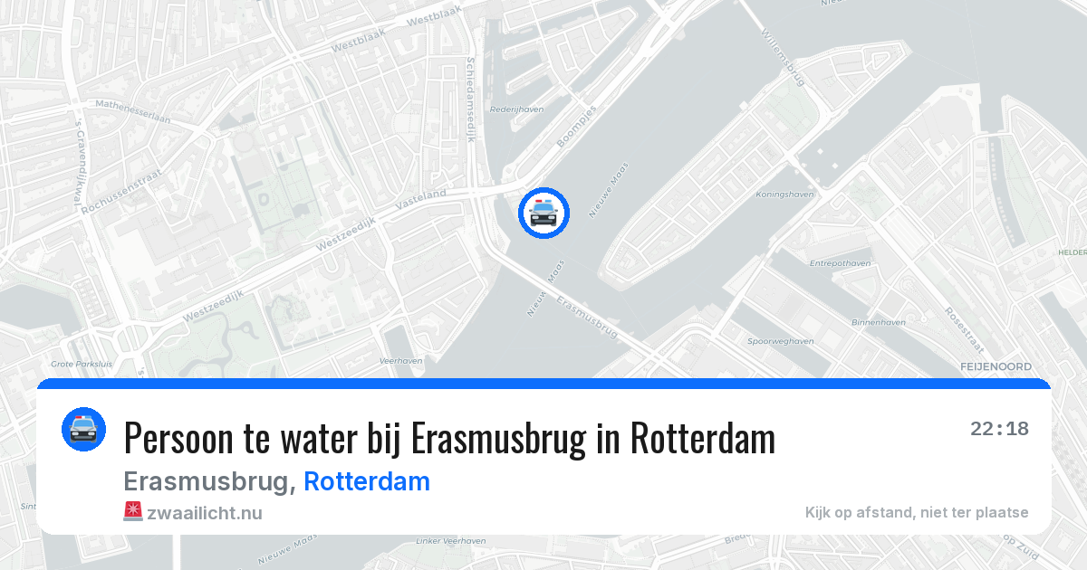 Persoon te water bij Erasmusbrug in Rotterdam — 29 mei 2026