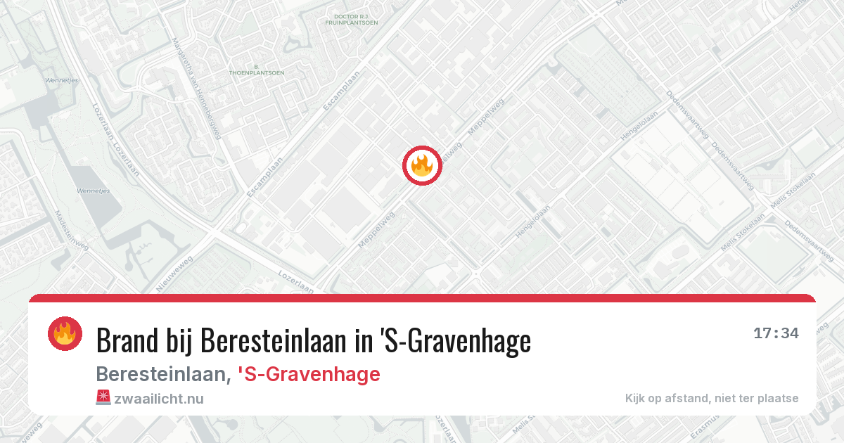 Brand bij Beresteinlaan in 'S-Gravenhage — 8 mei 2026